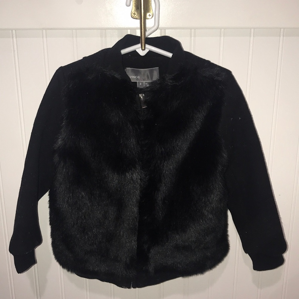 Vince kids wool jacket with faux fur.